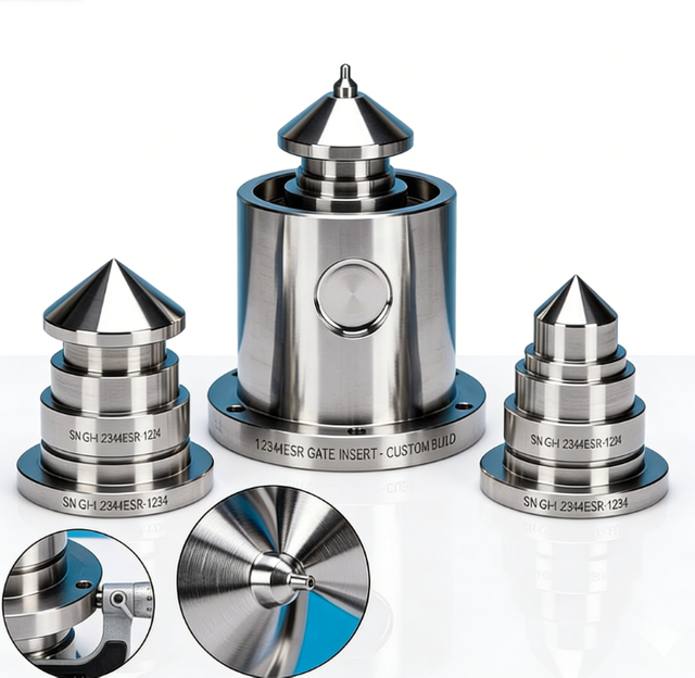 Inserts de porte S136 ESR personnalisés avec revêtement DLC/TiN pour moules de capuchon et de fermeture